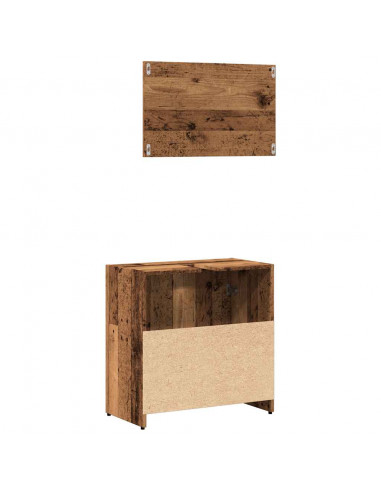Mobile da Bagno con Specchio in Legno Antico Legno Multistrato