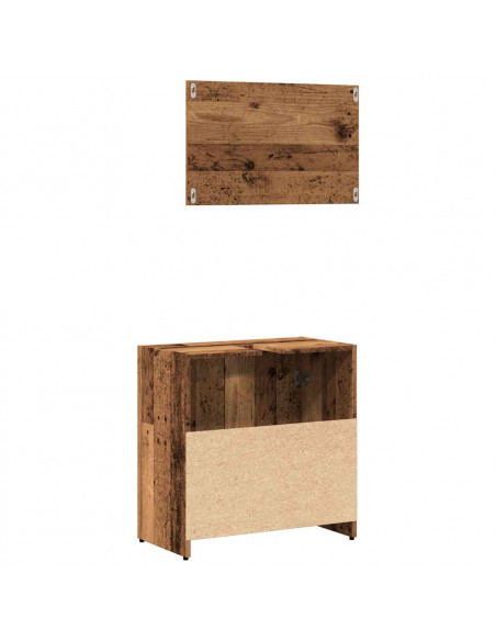 Mobile da Bagno con Specchio in Legno Antico Legno Multistrato