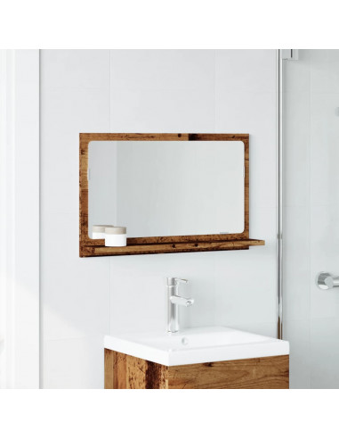 Mobile da Bagno con Specchio Legno Antico 60x11x37cm Truciolato