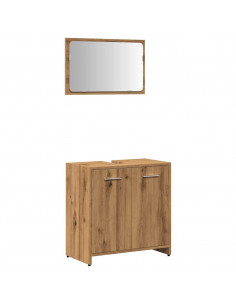 Mobile da Bagno con Specchio Rovere Artigianale Truciolato