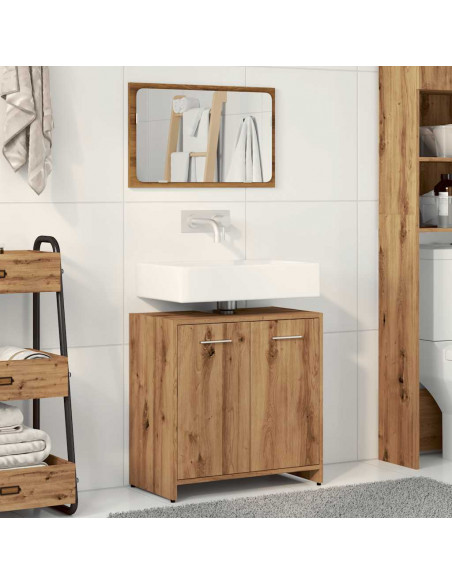 Mobile da Bagno con Specchio Rovere Artigianale Truciolato