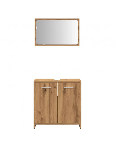 Mobile da Bagno con Specchio Rovere Artigianale Truciolato