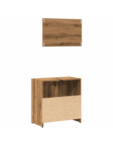 Mobile da Bagno con Specchio Rovere Artigianale Truciolato