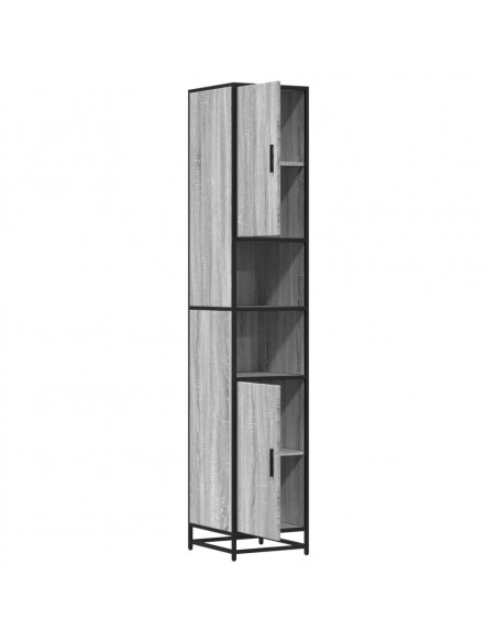 Mobile da Bagno Grigio 35x37,5x188,5 cm in Truciolato e Metallo