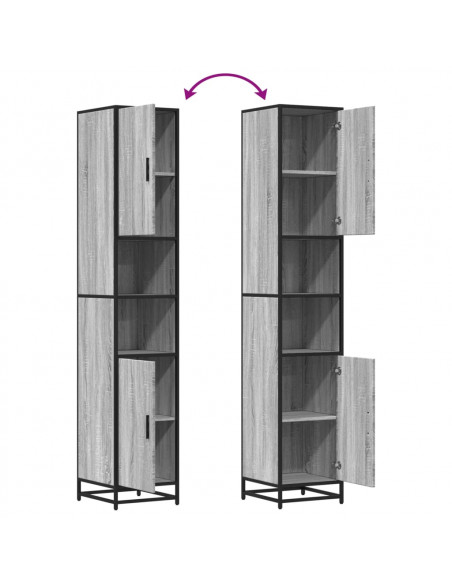 Mobile da Bagno Grigio 35x37,5x188,5 cm in Truciolato e Metallo