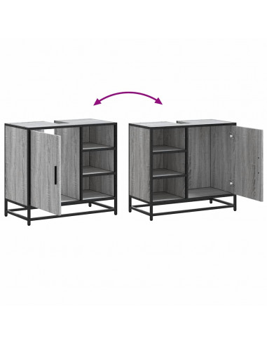 Mobile Lavabo Bagno Grigio Sonoma 65x33x60 cm Legno Multistrato