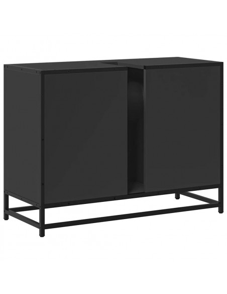Mobile Lavabo Bagno Nero 60x30x60 cm Legno Multistrato