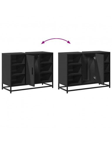 Mobile Lavabo Bagno Nero 60x30x60 cm Legno Multistrato