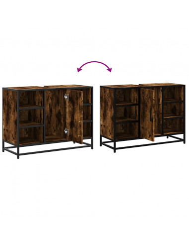 Mobile Lavabo Bagno Rovere Fumo 60x30x60 cm Legno Multistrato