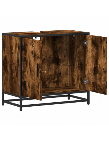 Mobile Lavabo Bagno Rovere Fumo 65x33x60 cm Legno Multistrato