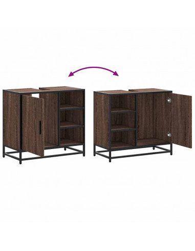 Mobile Lavabo Bagno Rovere Marrone 65x33x60cm Legno Multistrato