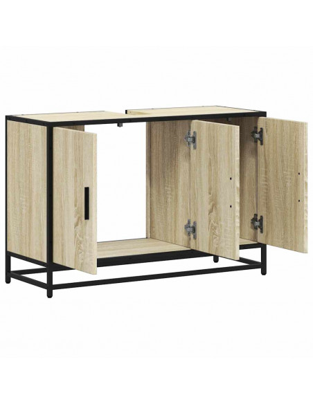 Mobile Lavabo Bagno Rovere Sonoma 90x33x60 cm Legno Multistrato