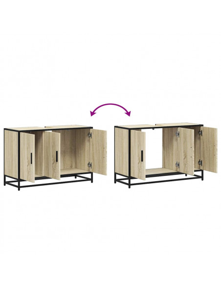 Mobile Lavabo Bagno Rovere Sonoma 90x33x60 cm Legno Multistrato