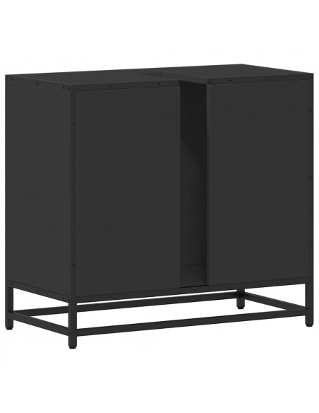 Mobile Lavabo da Bagno Nero 65x33x60 cm in Legno Multistrato