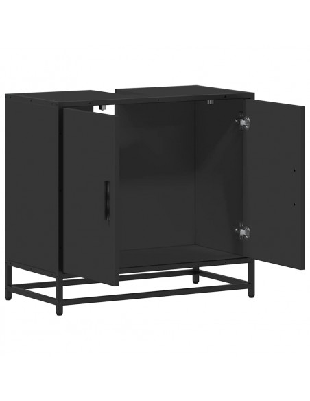 Mobile Lavabo da Bagno Nero 65x33x60 cm in Legno Multistrato