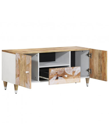 Mobile Porta TV 105x33,5x46 cm in Legno Massello di Mango