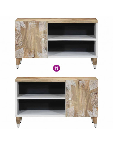 Mobile Porta TV 80x31,5x46 cm in Legno Massello di Mango