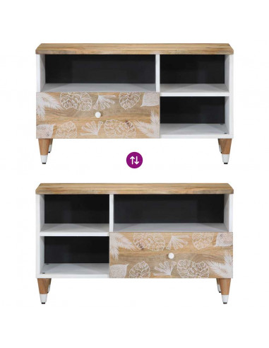 Mobile Porta TV 80x33,5x46 cm in Legno Massello di Mango