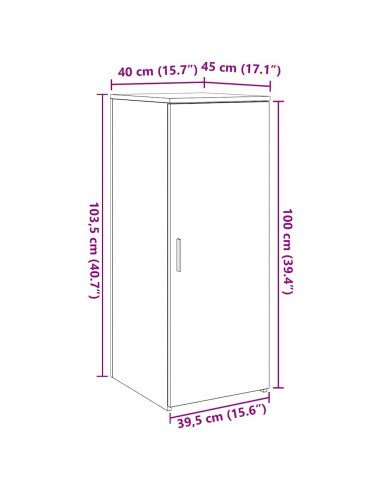 Mobiletto portaoggetti Nero 40x45x103,5 cm in Legno ingegnerizzato