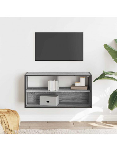 Mobile TV Grigio Sonoma 80x31x39,5 cm Legno Multistrato Metallo