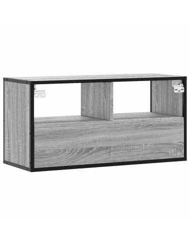 Mobile TV Grigio Sonoma 80x31x39,5 cm Legno Multistrato Metallo
