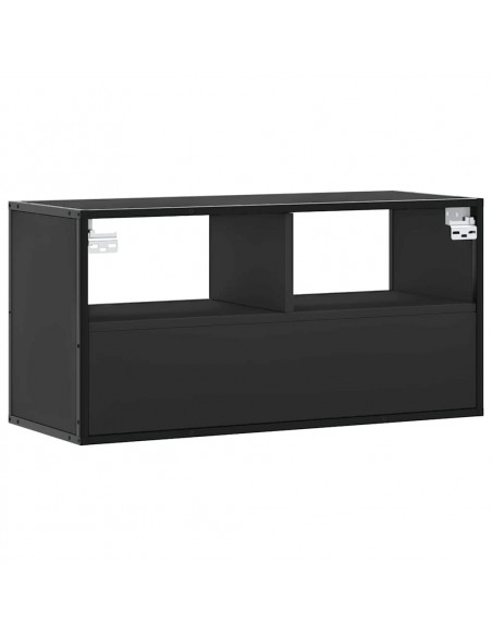 Mobile TV Nero 80x31x39,5 cm in Truciolato e Metallo