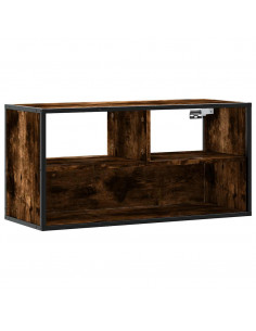 Mobile TV Rovere Fumo 80x31x39,5 cm Legno Multistrato e Metallo