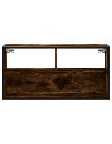 Mobile TV Rovere Fumo 80x31x39,5 cm Legno Multistrato e Metallo