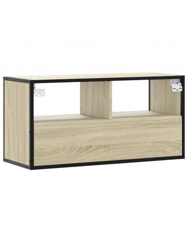 Mobile TV Rovere Sonoma 80x31x39,5 cm Legno Multistrato Metallo