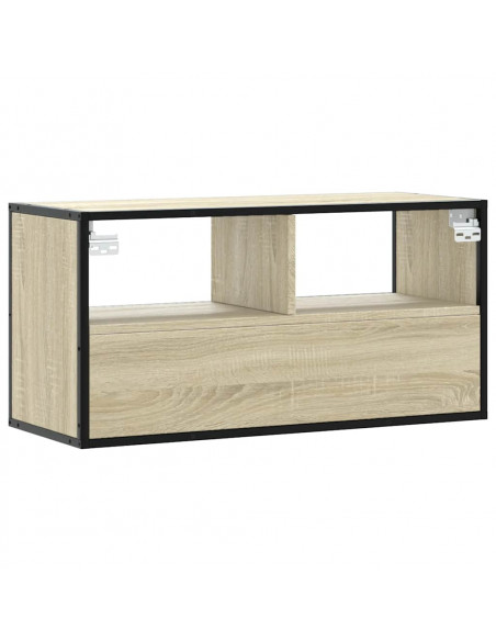 Mobile TV Rovere Sonoma 80x31x39,5 cm Legno Multistrato Metallo
