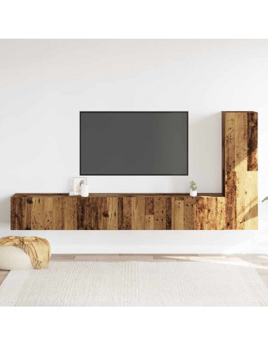 Mobili TV a Parete 3 pz Legno Antico in Legno Multistrato