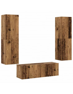 Mobili TV a Parete 3 pz Legno Antico in Legno Multistrato