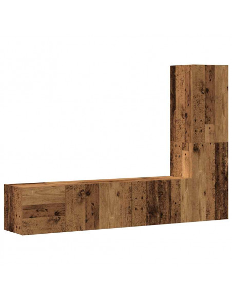 Mobili TV a Parete 3 pz Legno Antico in Legno Multistrato