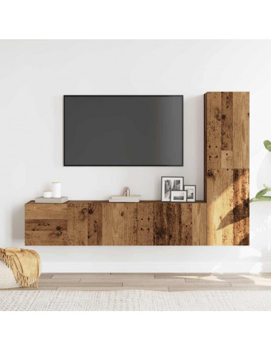Mobili TV a Parete 3 pz Legno Antico in Legno Multistrato