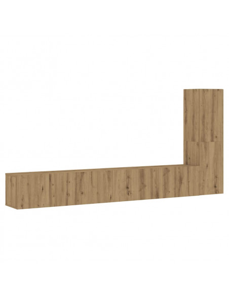 Mobili TV a Parete 3 pz Rovere Artigianale in Legno Multistrato