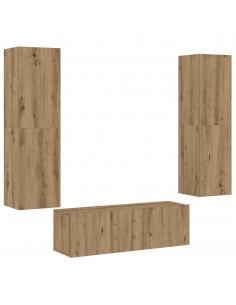 Mobili TV a Parete 3 pz Rovere Artigianale in Legno Multistrato
