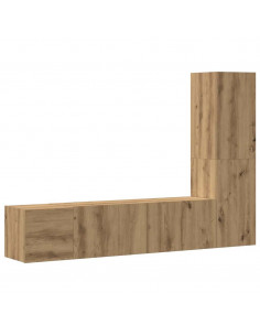 Mobili TV a Parete 3 pz Rovere Artigianale in Legno Multistrato