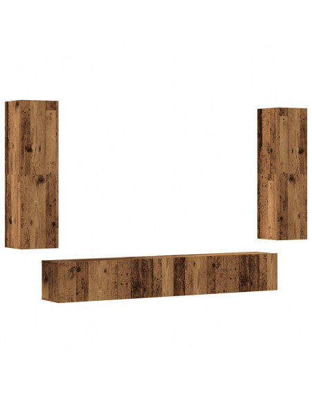 Mobili TV a Parete 4 pz Legno Antico in Legno Multistrato