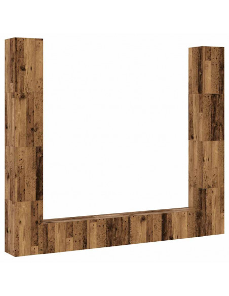 Mobili TV a Parete 6 pz Legno Vecchio Legno Multistrato