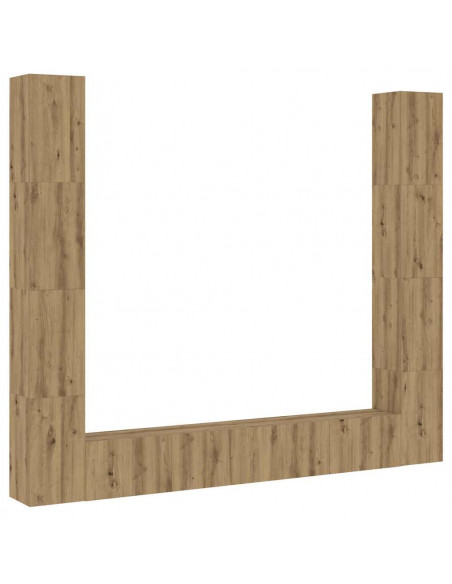 Mobili TV a Parete 6 pz Rovere Artigianale Legno Multistrato