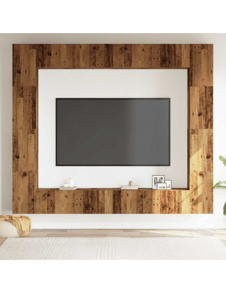 Mobili TV a Parete 8 pz Legno Vecchio Legno Multistrato