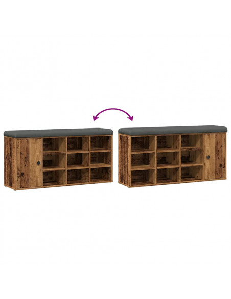 Panca Porta Scarpe Legno Antico 102x32x50 cm Legno Multistrato
