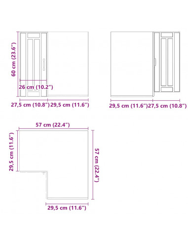 Pensile da Cucina ad Angolo Lucca Nero in Legno Multistrato