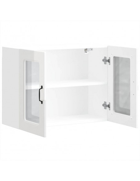 Pensile da Cucina con Porta in Vetro Kalmar Bianco Lucido