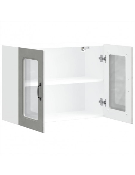 Pensile da Cucina con Porta in Vetro Kalmar Grigio Cemento