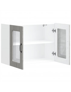 Pensile da Cucina con Porta in Vetro Kalmar Grigio Sonoma