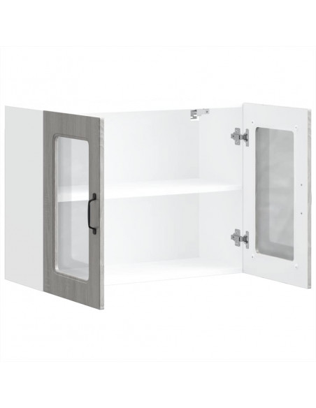 Pensile da Cucina con Porta in Vetro Kalmar Grigio Sonoma