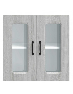 Pensile da Cucina con Porta in Vetro Kalmar Grigio Sonoma