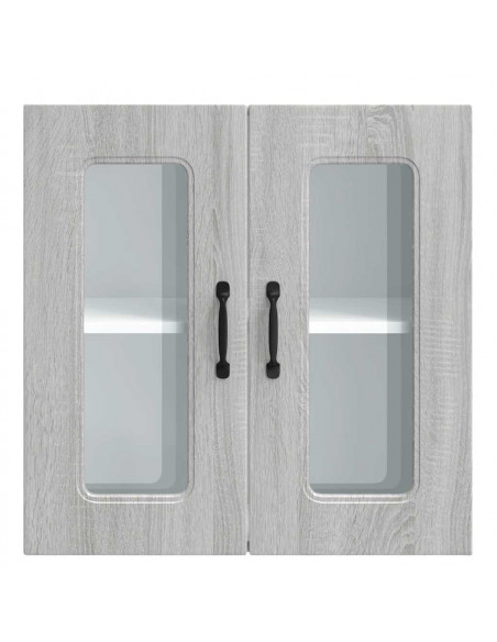 Pensile da Cucina con Porta in Vetro Kalmar Grigio Sonoma