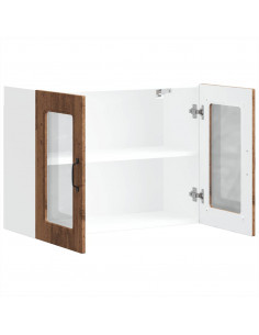 Pensile da Cucina con Porta in Vetro Kalmar Legno Vecchio